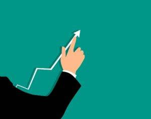 Line graph showing increase - reflecting impact of aligning growth function